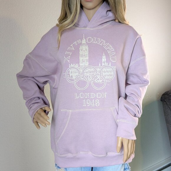 London Olympics XIV Hoodie Women's Medium Pink Oversized Fit Pacsun NWT Heritage - Picture 2 of 16